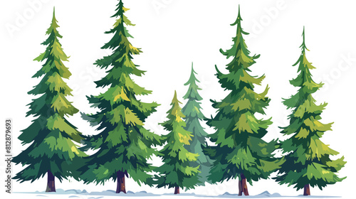 Flat cartoon comic style green fir tree evergreen p © visual