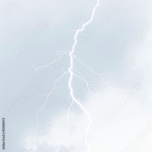 Electric blue lightning bolt captured in dynamic weather scene. Atmospheric energy concept