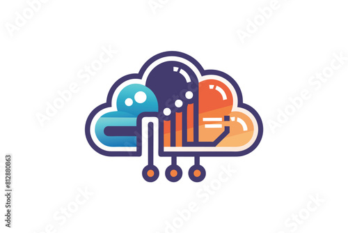 A cloud hosting a shopping cart in a unique concept, Clean Logo for Cloud Computing Consulting Firm, minimalist logo