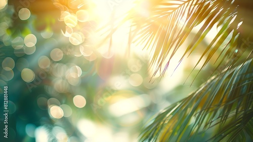Blur tropical beach with bokeh sun light wave abstract background Copy space of outdoor summer vacation and travel adventure concept Vintage tone filter effect color style : Generative AI © Generative AI