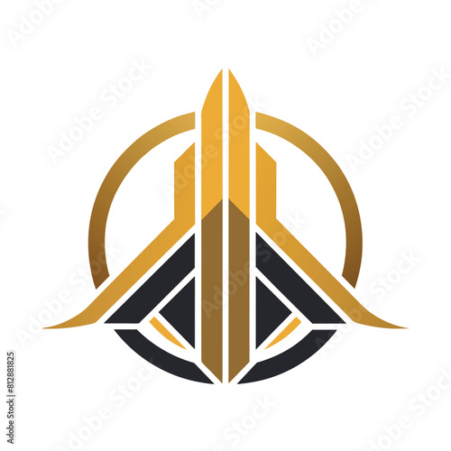 A sophisticated gold and black logo stands out against a clean white background, Craft a minimalist logo that conveys sophistication and style