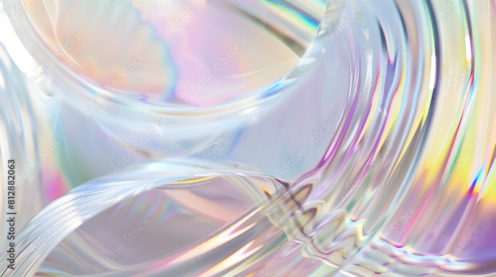 Fototapeta premium Ethereal Iridescent Abstract Form with Fluid Minimalist Holographic Background