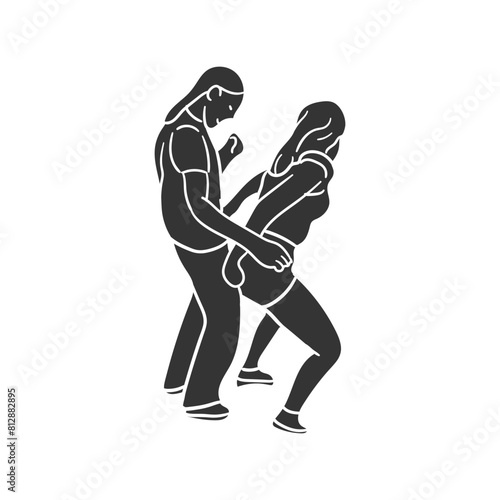 Latin Dance Icon Silhouette Illustration. Couple Vector Graphic Pictogram Symbol Clip Art. Doodle Sketch Black Sign.