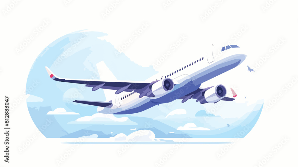 Flying passenger plane. Transportation aircraft whi