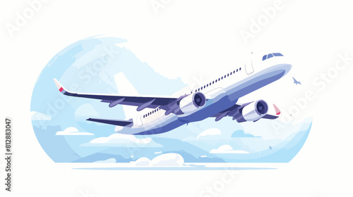 Flying passenger plane. Transportation aircraft whi