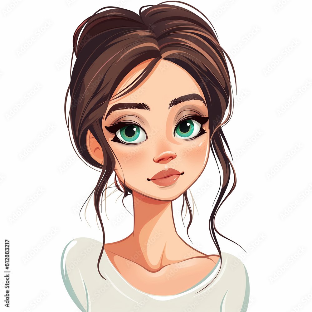 portrait of a girl cartoon style portrait of a girl cartoon style