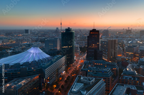 Aerial Aufsicht auf Potsdamer Platz in Berlin.
