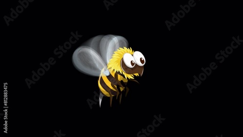 Painterly animation of a bee in motion on a transparent background