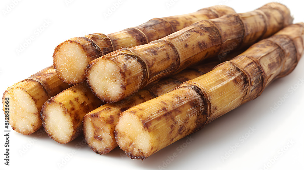 sugar cane cut on white background sugar cane cut on white background