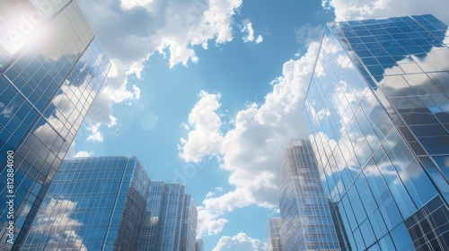 Office Buildings and a Time-Lapse Clouds, 3d Animation 4k, Ultra HD 3840x2160 hyper realistic 
