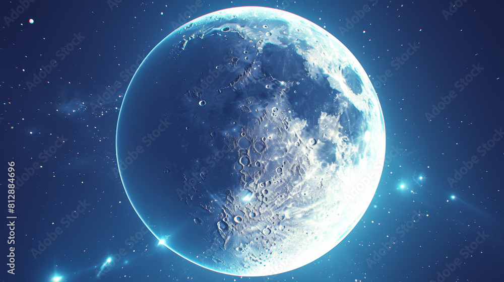 Fototapeta premium Celestial Serenity: Majestic Moonlit Night Sky