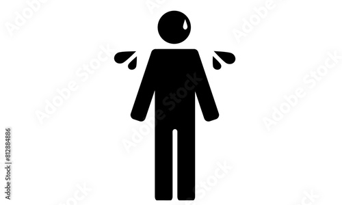 人物ピクトグラム　焦る　困る　汗　シルエット