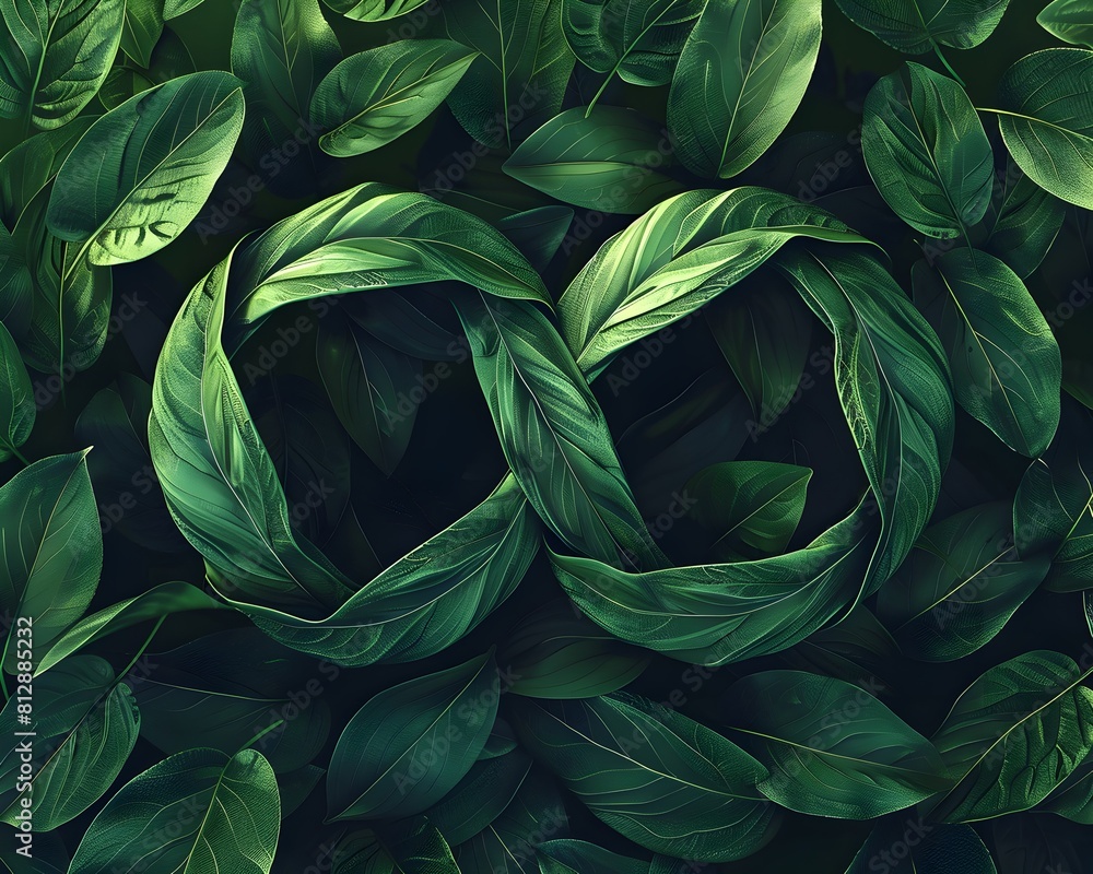 Fototapeta premium Infinite Possibilities in Verdant Nature - Surreal 3D Rendering of Emerging Leaf Geometry