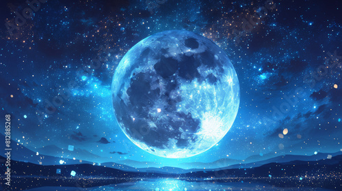 Celestial Serenity  Majestic Moonlit Night Sky