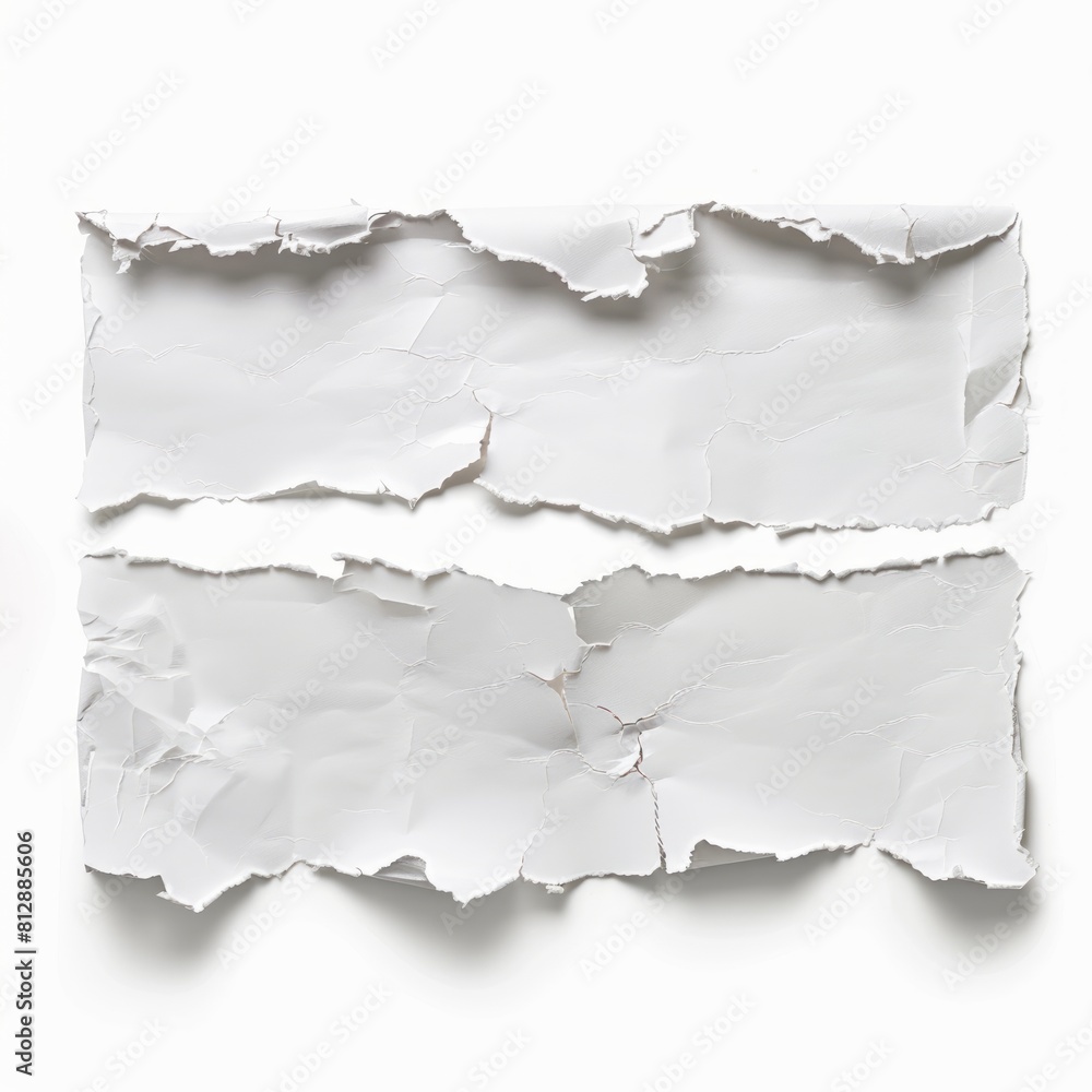 Trifold torn paper. Ripped document divided into three sections. Concept of fragmentation and separation. Creative and abstract concept. Trifold torn paper. Ripped document divided into three sections. Concept of fragmentation and separation. Creative and abstract concept.