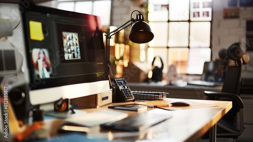 Designers desk with responsive web design concept : Generative AI