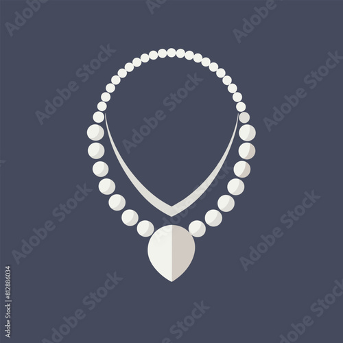 A stylish necklace featuring lustrous pearls set against a dark backdrop, creating a sophisticated and timeless look, Design a minimalist logo featuring a timeless pearl necklace