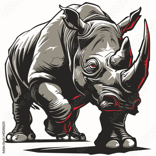 Graphics of angry Rhino in sports graphic logo