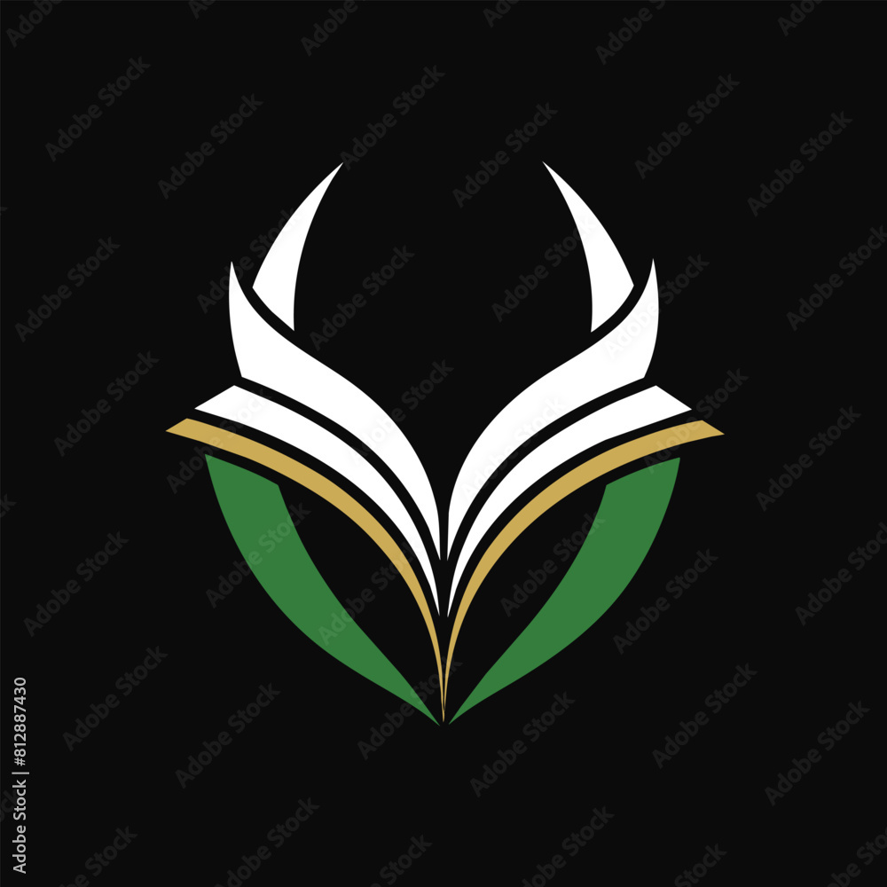 A book with a green leaf resting on its cover, Design a sleek and modern logo for a publishing house, minimalist logo A book with a green leaf resting on its cover, Design a sleek and modern logo for a publishing house, minimalist logo