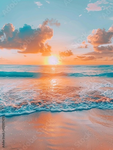 Beach sunset images Ideal for social media stories. © Warakorn