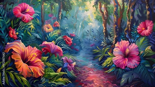 Vibrant Hibiscus Blooms Ami...