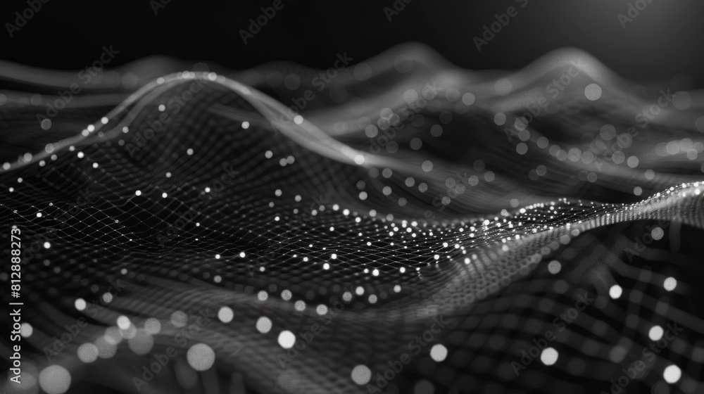Wave of dots and weave lines. Abstract background. Network connection structure hyper realistic Wave of dots and weave lines. Abstract background. Network connection structure hyper realistic