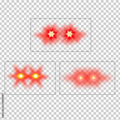 Red eyes meme, bloodshot eyes meme, laser red eyes meme transparent background png, laser eyes no background, eye for an eye meme, graphic element for overlay. Eye light effect for superheroes. Vector