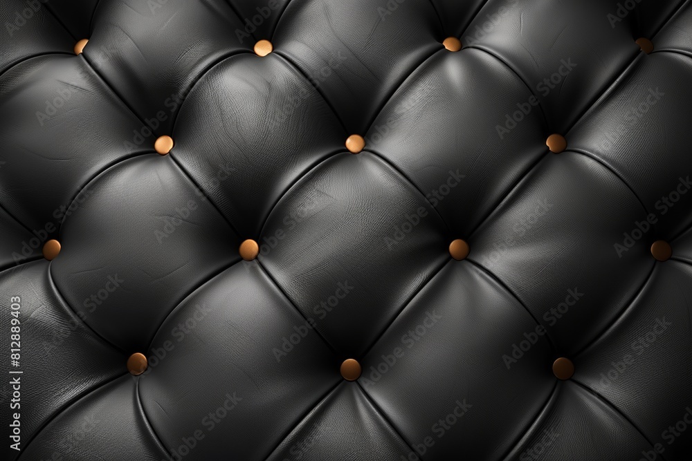 Naklejka premium A luxurious black leather sofa with a textured pattern, adding elegance to any interior space.