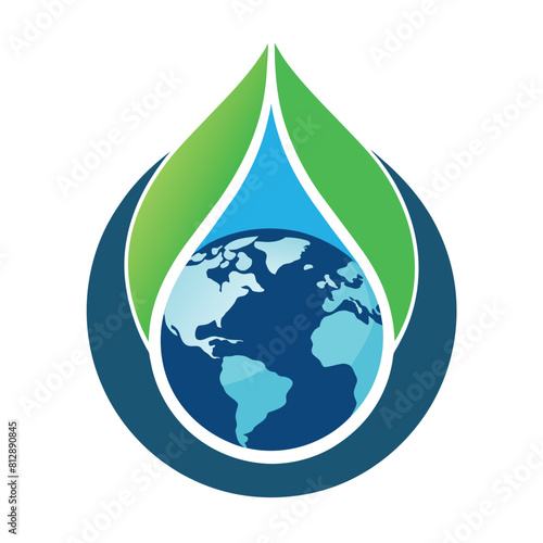 A water drop encapsulating the Earth, displaying a unique and impactful symbol, Generate a minimalist symbol for a charity dedicated to providing clean water to developing countries