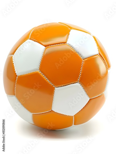 Isolated orange and white colored Soccer Ball on a white Background