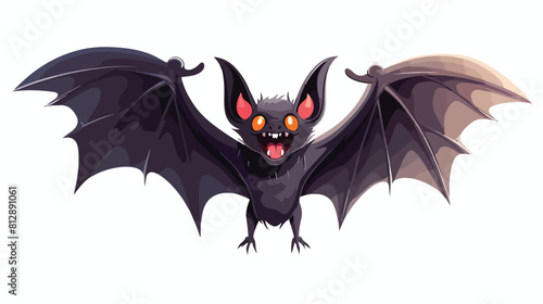 Funny vampire bat flying with wide spread wings tra photo