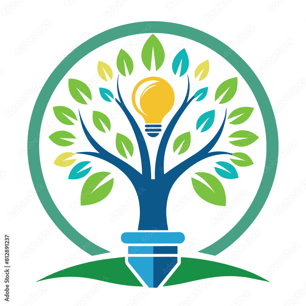 A tree with a glowing light bulb inside of it, emitting a soft and warm light, Generate a simplistic symbol for a community center dedicated to youth education and empowerment A tree with a glowing light bulb inside of it, emitting a soft and warm light, Generate a simplistic symbol for a community center dedicated to youth education and empowerment