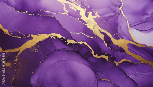 Vintage purple marble granite with gold gilding. Texture stone. Abstract luxury surface.