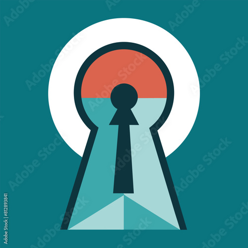 A keyhole emitting light, symbolizing access, mystery, and illumination, Minimalist depiction of a keyhole or lock symbolizing privacy and protection