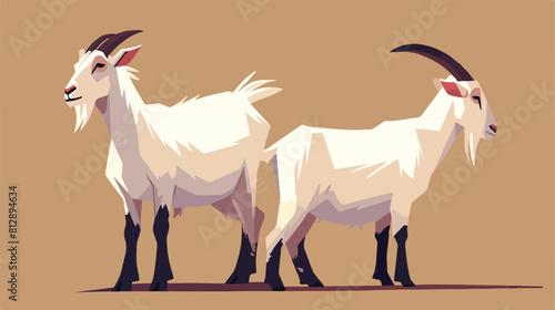 Goat at full length side view. Sketch illustration