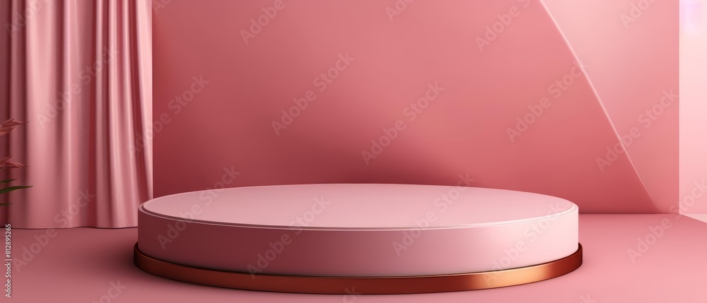 3D round podium for product showcase of artisanal jewelry, featured in solid color, banner sharpen with copy space 3D round podium for product showcase of artisanal jewelry, featured in solid color, banner sharpen with copy space