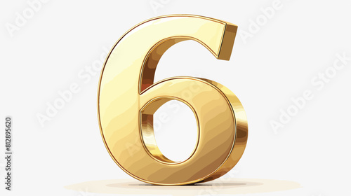 Golden metal 3d number six symbol realistic vector
