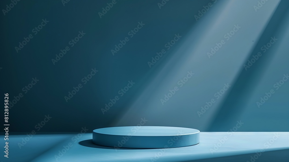 Blue background for product presentation with shadows and light Empty round podium Mockup : Generative AI Blue background for product presentation with shadows and light Empty round podium Mockup : Generative AI