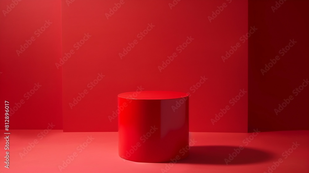 Red cylinder podium on red background sale and black friday concept minimal sale background for product presentation : Generative AI Red cylinder podium on red background sale and black friday concept minimal sale background for product presentation : Generative AI