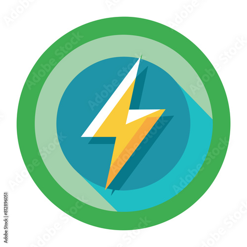 A green circle with a lightning bolt symbol inside, representing sustainability and energy, Simple circle with zigzag pattern denoting sustainable power