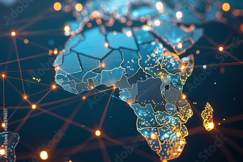 Global Network Across Africa Representing Smart Choices, Digital Map of Africa with Global Network Connections