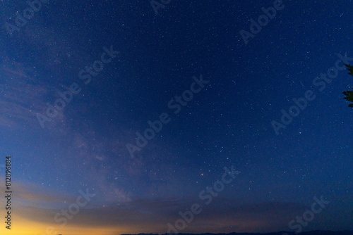 Milky way with sunrise nearing
