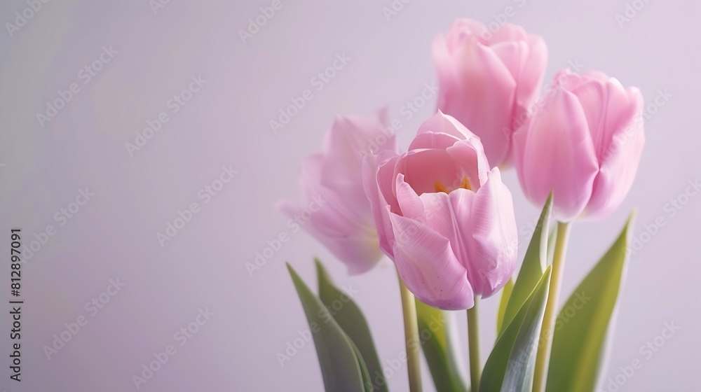 Light pink tulip bouquet on a plain background shot with soft light and a shallow depth of field : Generative AI Light pink tulip bouquet on a plain background shot with soft light and a shallow depth of field : Generative AI