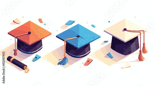 Graphic three colored square academic graduation ca photo