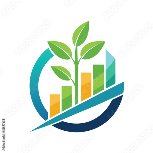 A logo featuring a plant sprouting and growing out of it, Symbolic representation of growth and progress, minimalist logo