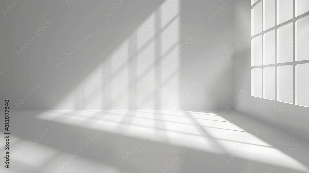 Abstract white studio background for product presentation Empty gray room with shadows of window Display product with blurred backdrop : Generative AI Abstract white studio background for product presentation Empty gray room with shadows of window Display product with blurred backdrop : Generative AI