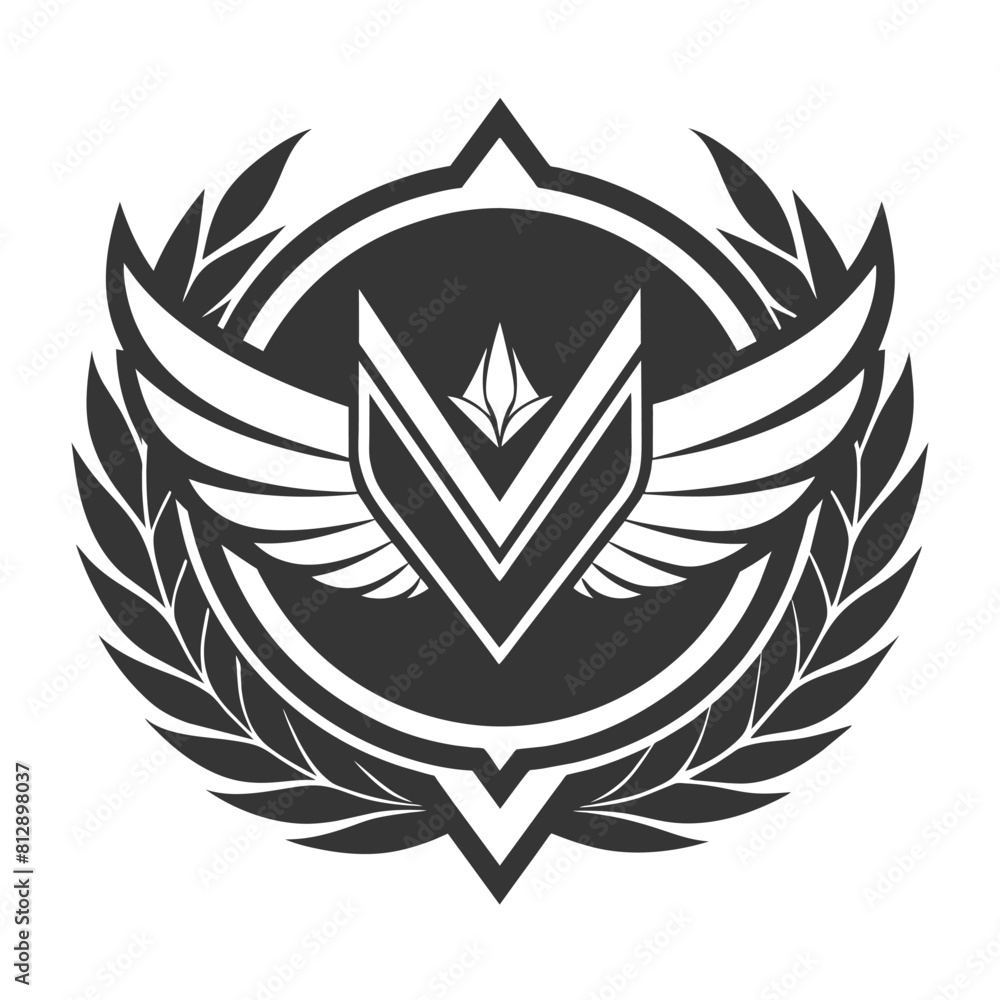 Obraz premium A minimalistic black and white logo featuring a shield design, A logo with a monochromatic color scheme, minimalist logo