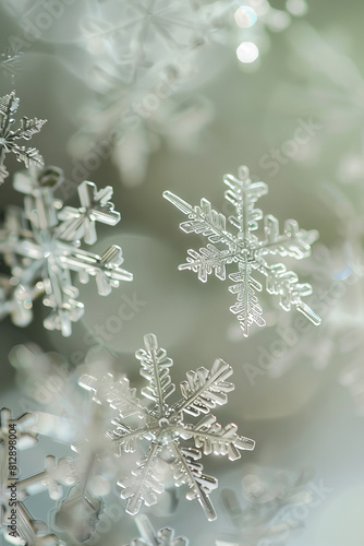 Delicate Snowflakes on a Soft White Background