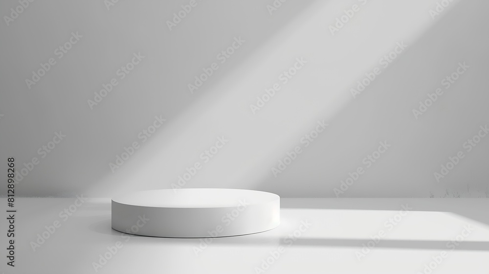 Empty white podium on light grey background Minimal template Round showcase for cosmetic product advertising Abstract display or showcase Spa and beauty mockup Front view Copy space : Generative AI Empty white podium on light grey background Minimal template Round showcase for cosmetic product advertising Abstract display or showcase Spa and beauty mockup Front view Copy space : Generative AI