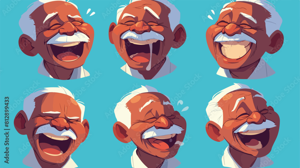 Grey haired old african man face laughing facial ex